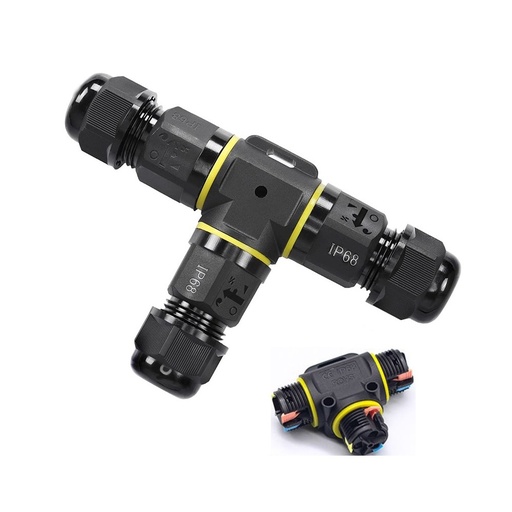 [12281-0] T-Samledåse til ledninger - 3-ledet, IP68 vandtæt, 230V, IP67