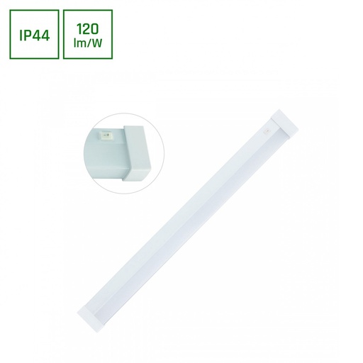 [21562-15934] Aquatica 15W LED Væglampe - Varm Hvid 230V IP44 596x46x63 Hvid Firkantet Design med Switch