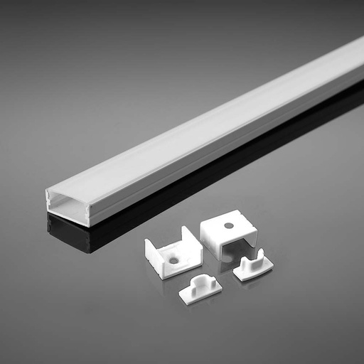 [25163-0] Monteringssæt til LED-strips - 12mm Overflade, 2000x17,4x7mm, Hvid