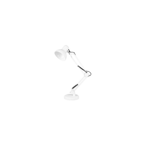 [24490-0] Arkitektlampe Hvid bordlampe med 1,1m ledning - E27 fatning, max 60W (lys ikke inkluderet)