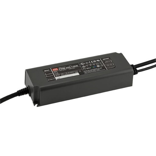 [24600-0] Meanwell 200W DALI2 dæmpbar strømforsyning - 24V DC, 8.33A, DALI interface + push dim, IP67 - 5 års garanti