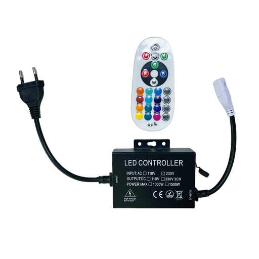 [21061-0] RGB CLIP-ON controller med 230V strømforsyning og memory funktion - inkl. endeprop - 100m ledning