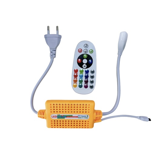 [21063-0] 230V RGB CLIP-ON controller med infrarød fjernbetjening og memory funktion - 100 meter