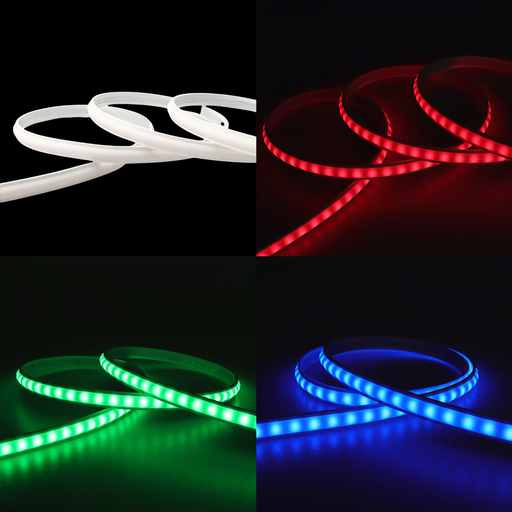 [22635-0] 5 meter RGB LED strip med clip-on funktion og vandtæt design - Hvid cover, 230V, 60 LED, 9W pr. meter