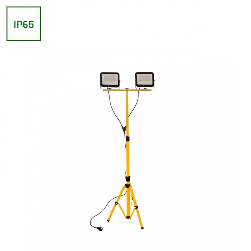 [23542-16487] Tripod Stativ - Noctis LED Flomlys, 2x50W, Neutral Hvid, 230V, 110° Spredning, IP66, 205x170x30mm, 2100mm Ledning, RA80, 8300lm, IP65