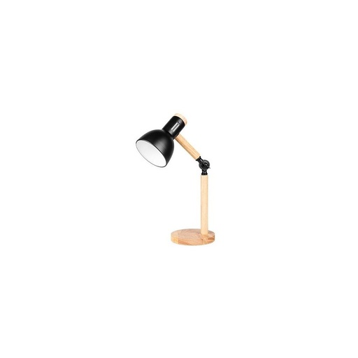 [23721-0] Sort metal og træ bordlampe med 1,5m ledning - E27 fatning, op til 60W