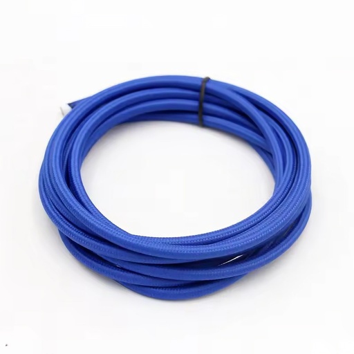 [23879-0] Stofledning 2x0.75 mm², tekstil - 5 meter, 230V, Blå