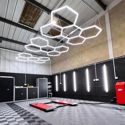 [22729-16469] Hexagon LED 5 felter kompletsæt - RA95, 168W inkl. strømforsyning - Effekt: 168W, Input: 230V, 14250lm, Høj farvegengivelse (RA95)