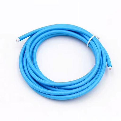 [23881-0] Stofledning 2x0.75 mm², tekstil - 5 meter, 230V, Lyseblå