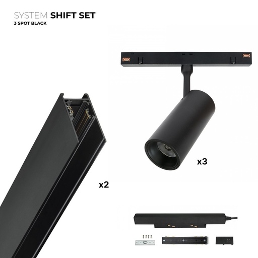 [12493-0] Spectrum SHIFT 3x spot sæt - 2 meter komplet + spots, Sort