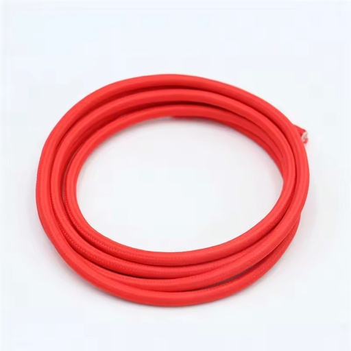 [23883-0] Stofledning 2x0.75 mm², tekstil - 5 meter, 230V, Rød