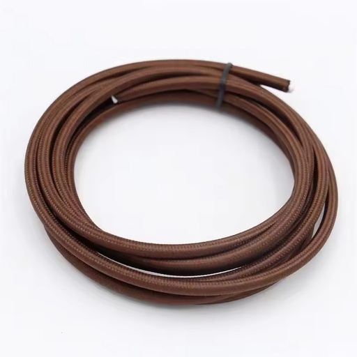 [23885-0] Stofledning 2x0.75 mm², tekstil - 5 meter, 230V, Kaffefarvet