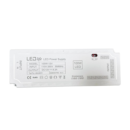 [24049-0] LEDlife møbelspot strømforsyning 100W til Sono, Cabi og Reco spotbelysning (12 spot)