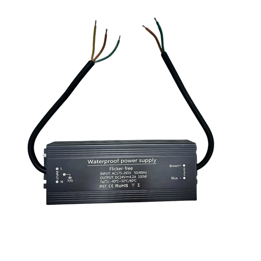 [21970-0] Strømforsyning 24V DC - 100W, 4,1A, flicker free, IP67 - Vandtæt og pålidelig strømforsyning til dine elektroniske enheder.