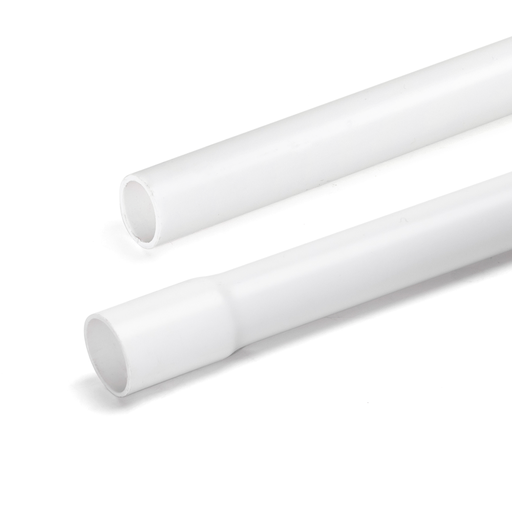[22048-0] PVC Elektrisk Flaret Rør - 25mm, 2m, Hvid (3 års garanti)
