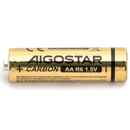 [22090-0] Kulstof-zink batterier R6 1.5V AA - Pakke med 8 stk. inkl. 3 års producentgaranti