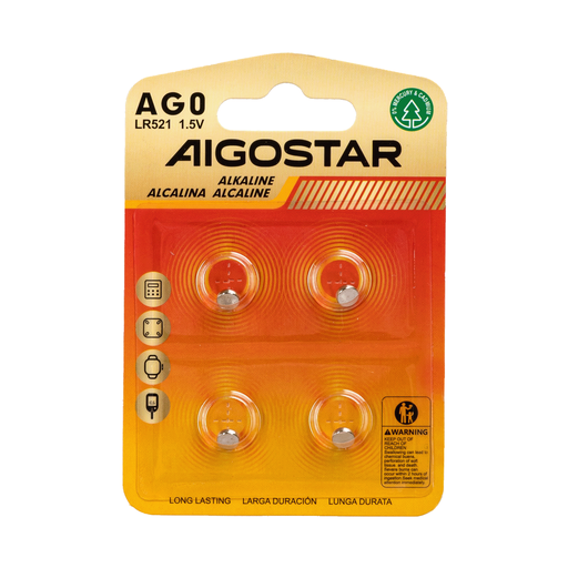 [22095-0] Knapbatteri AG0 LR521 - 4-pak - 1,5V - Med 3 års producentgaranti