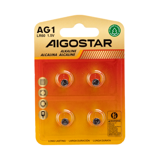 [22096-0] Knapcellebatteri AG1 LR60 4B 1.5V med 3 års producentgaranti