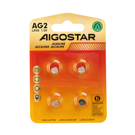 [22097-0] AG2 LR59 Knapcellebatteri - Pakke med 4 stk, 1.5V, 3 års producentgaranti