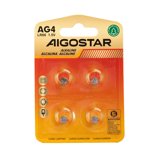 [22099-0] Knapcellebatteri AG4 LR66 1.5V 4-pak med 3 års producentgaranti
