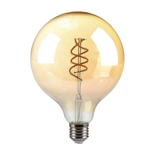 [25856-17649] G125 LED pære - 6W, dobbelt spiral, kultråd, amber glas, 1800K, E27, 400lm, RA80
