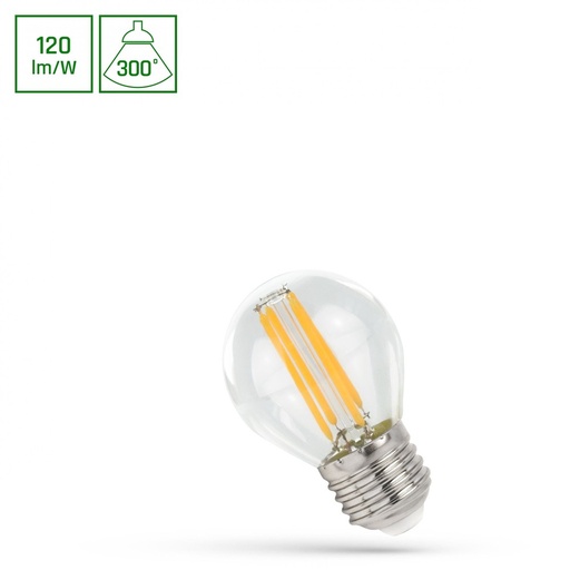[21851-16125] Kugle P45 LED E27 5,5W 230V - Kultråd, Varm Hvid, Klar, Spectrum