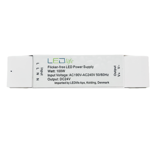 [29593-0] 100W Flicker Free 24V Strømforsyning til Indendørs Brug - IP20, 4,16A