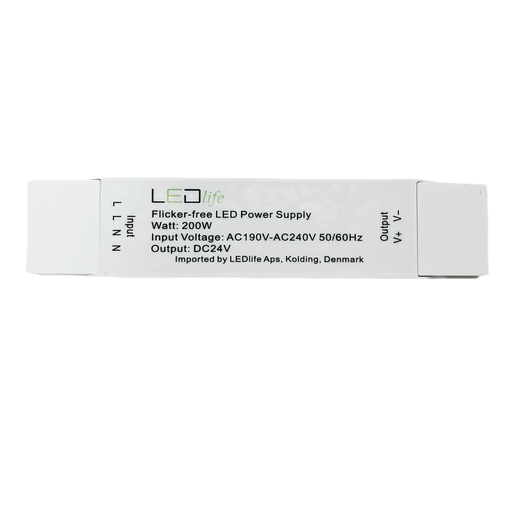 [29594-0] 200W 24V Flicker Free Strømforsyning til Indendørs Brug - 24V DC, 12,5A, IP20