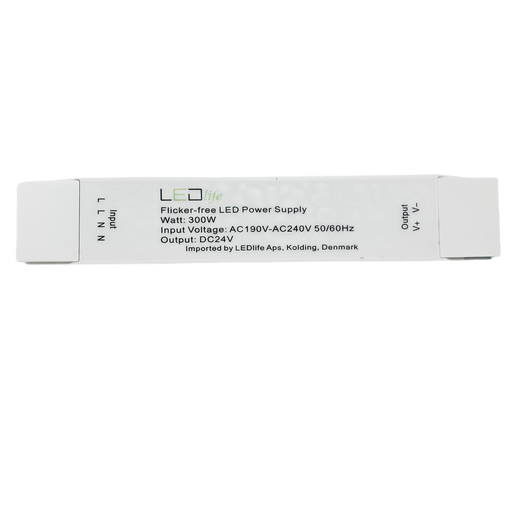 [29595-0] 300W 24V Strømforsyning - Flicker Free, 24V DC, 12,5A, IP20 (Indendørs Brug)