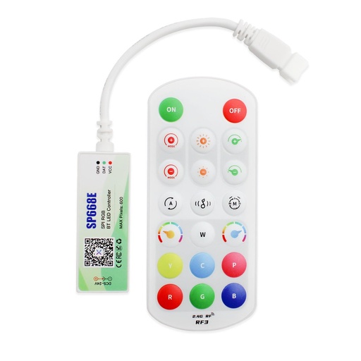 [29281-0] RGBIC 3-pin controller med fjernbetjening - Bluetooth og RF trådløs teknologi