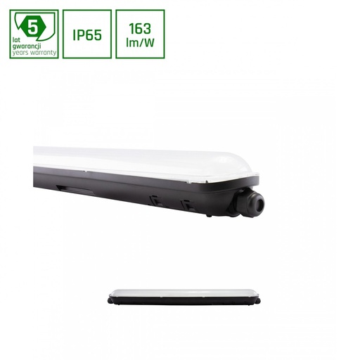 [6466-10114] Sort LIMEA Kæmpe Hermetisk LED-armatur 600mm 20W 230V IP65 IK09 600x72x70mm med 5 års producentgaranti