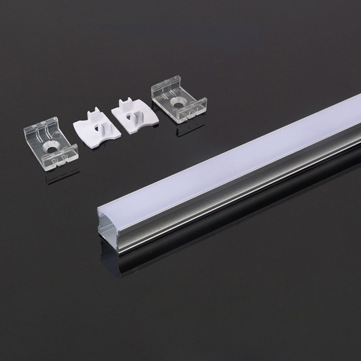 [26659-0] Monteringssæt med Diffuser til LED-stribe - 2000x17.2x14.44mm, Sølv