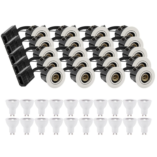 [27368-18811] 20 stk. LEDlife indbygningsspot Inno88 Udendørs - Hvid, IP44, 4,5W GU10, 230V, 400lm, isoleringsgodkendt