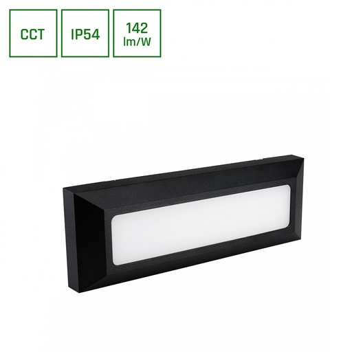 [22215-16234] Encanta 6W CCT 230V IP54 Sort Facadelampe til Udendørs Brug