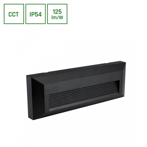 [22217-16236] Asymmetrisk Sort Overflade Facadelampe 6W CCT 230V IP54 230x80x30mm - Energi Effektiv og Stilfuld Lampe til Udendørs Brug