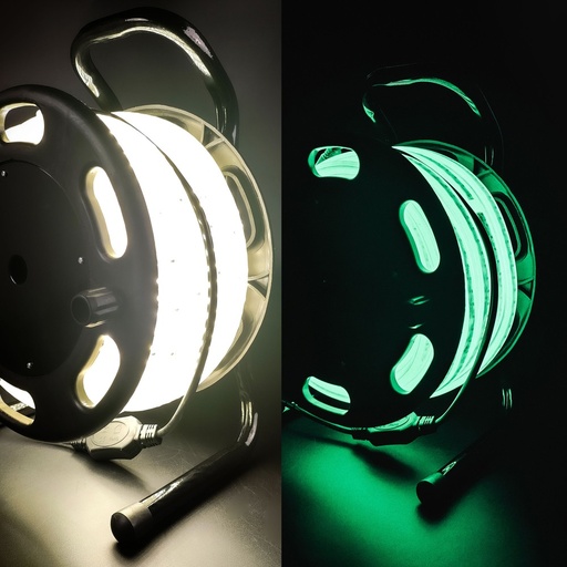 [22468-16394] Selvlysende arbejdslys 25m 230V LED strip på tromle - IP67, 180 LED/m, 11W/m, 1000 lm/m, 4000K