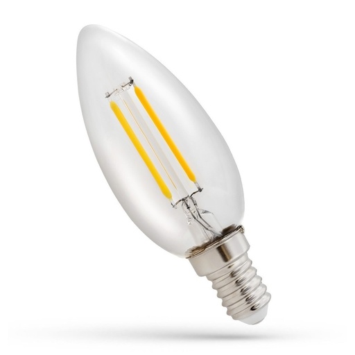 [4390-9449] 1W LED Kertepære - C35, Kultråd, Klart Glas, E14, 230V, 110lm, RA80