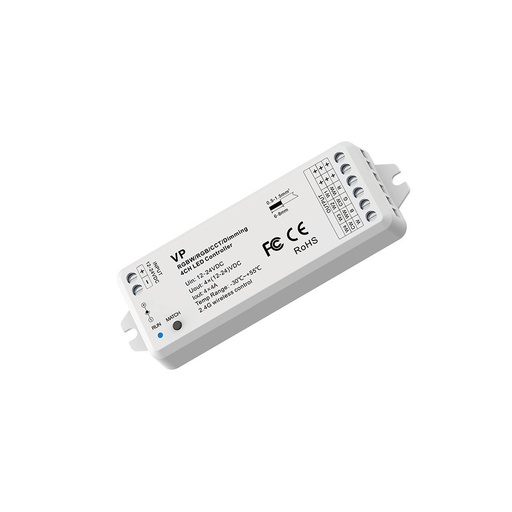 [4504-0] LEDlife rWave RGB+WW LED-strips controller - 12V (72W), 24V (144W) - Indgang: 12V-24V