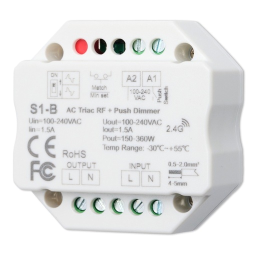 [4521-0] LEDlife rWave indbygningsdæmper - RF, push-dim, 200W LED dæmper, til indbygning, 230V