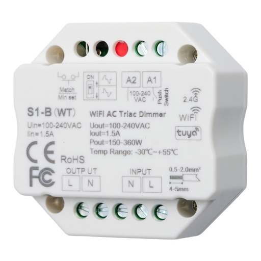 [4522-0] LEDlife rWave indbygningsdæmper - Tuya Smart/Smart Life, RF, 200W LED dæmper, til indbygning