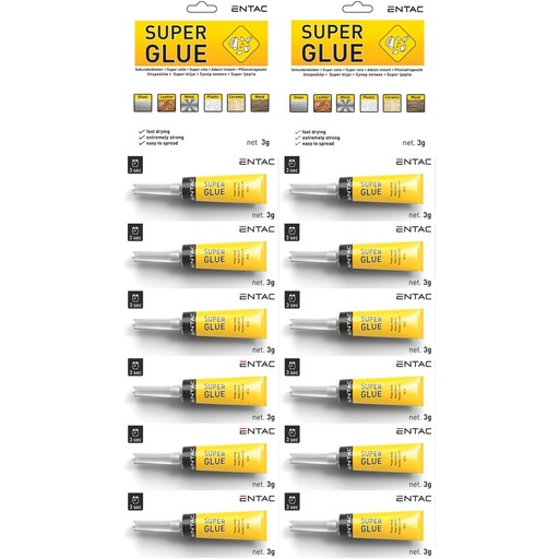[4561-0] Sekundlim 2g - Pakke med 12 x 2g superlim til hurtig og effektiv limning. Ideel til små reparationer og hobbyprojekter.