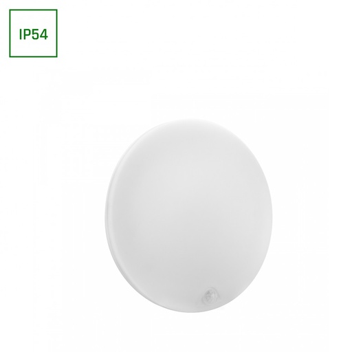 [24621-18809] Nymphea Proxi PIR 18W LED Loftlampe - Varm Hvid, 230V, 120°, IP54, Ø300x60mm, Rund, Hvid