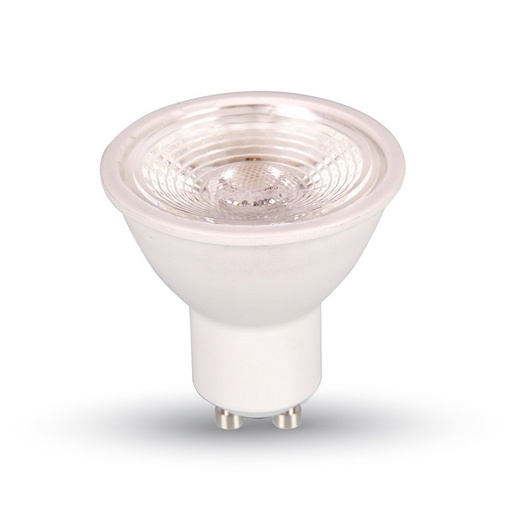 [24695-16942] 7W GU10 LED plast spotlight, linse, 6000K, 38D, dæmpbar - Hvidt lys til perfekt belysning med energibesparende teknologi.