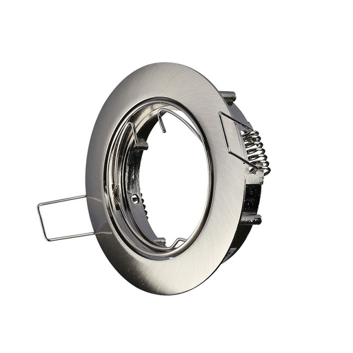 [24721-0] Rund GU10 lampe i satin nikkel - stilfuldt og moderne design til din belysning