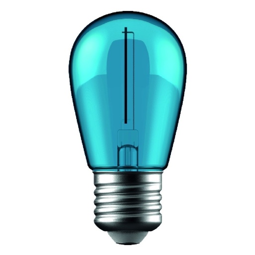 [11876-12782] 1W Blå Farvet LED Kronepære - Kultråd, E27 Stor Fatning, 230V Input, 50lm, RA80