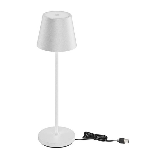 [11931-0] V-Tac Mini Opladelig Bordlampe - Hvid, Trådløs og IP54 Udendørs, Touch Dæmpbar, Effekt: 2W, Lysstyrke: 200lm, Farvegengivelse: RA80