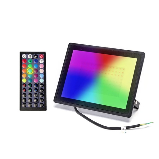 [12085-0] 100W RGB LED projektør med fjernbetjening - Vandtæt med IP65 klassificering