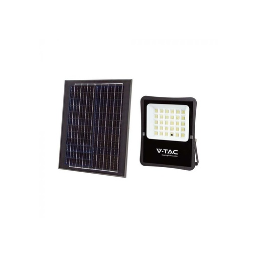 [12130-13279] V-Tac 300W Solcelle projektør LED - Sort, inkl. solcelle, fjernbetjening, IP65. Effekt: 20W. 2400lm. RA80. IP65.
