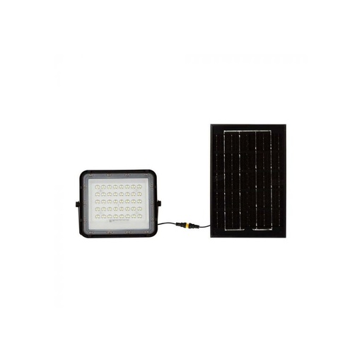 [12131-13280] V-Tac 40W Solcelle projektør LED - Sort, inkl. solcelle, fjernbetjening, indbygget batteri, IP65 - 6W, 400lm, RA80, IP65