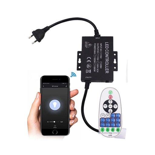[12137-0] 230V WiFi Smart Home dæmper inkl. endeprop (COB), memory funktion - op til 80 m